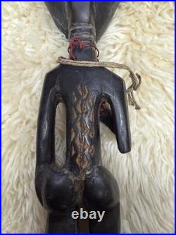 Hand Carved African Wood Figure Standing Male Tribal Art Statue Vintage 15in