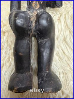 Hand Carved African Wood Figure Standing Male Tribal Art Statue Vintage 15in