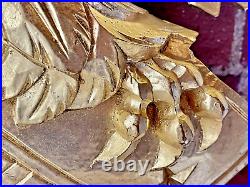 Hand Carved American Bald Eagle Patriotic Shield Wall Sculpture Gold FolkArt 44