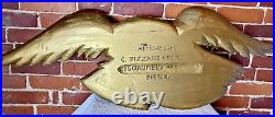 Hand Carved American Bald Eagle Patriotic Shield Wall Sculpture Gold FolkArt 44