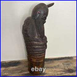 Hand Carved Asian Solid Wood Sculpture Hand Carved Asian Solid Wood Sculpture