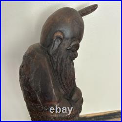 Hand Carved Asian Solid Wood Sculpture Hand Carved Asian Solid Wood Sculpture