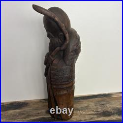 Hand Carved Asian Solid Wood Sculpture Hand Carved Asian Solid Wood Sculpture