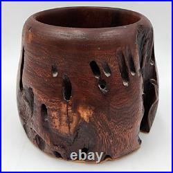 Hand Carved Burl Wood Vessel Mid-Century Modern Organic Sculpture Studio Art