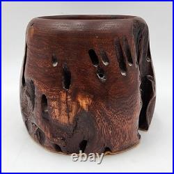 Hand Carved Burl Wood Vessel Mid-Century Modern Organic Sculpture Studio Art