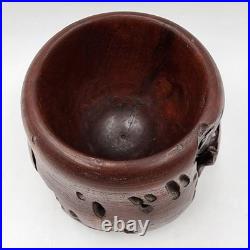 Hand Carved Burl Wood Vessel Mid-Century Modern Organic Sculpture Studio Art