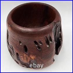 Hand Carved Burl Wood Vessel Mid-Century Modern Organic Sculpture Studio Art
