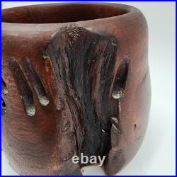 Hand Carved Burl Wood Vessel Mid-Century Modern Organic Sculpture Studio Art