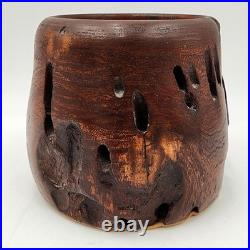 Hand Carved Burl Wood Vessel Mid-Century Modern Organic Sculpture Studio Art