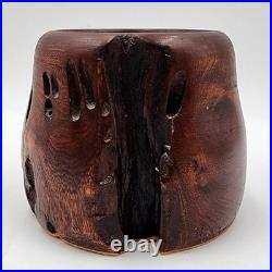 Hand Carved Burl Wood Vessel Mid-Century Modern Organic Sculpture Studio Art