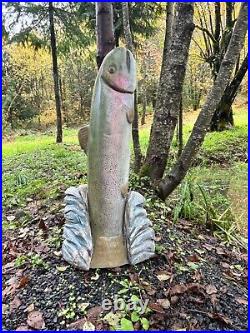 Hand Carved Chainsaw Art Rainbow Trout Wood Carving By Pnw Artist Nick Rector