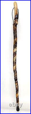 Hand Carved Drift Wood Spirit Walking Stick 52 in! Beautiful DoubleTrouble