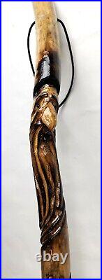 Hand Carved Drift Wood Spirit Walking Stick 52 in! Beautiful DoubleTrouble