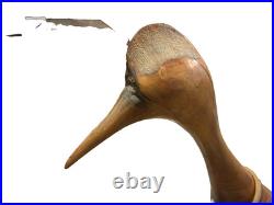 Hand Carved Driftwood Sculpture Bird on Steel Legs by James P. Morton