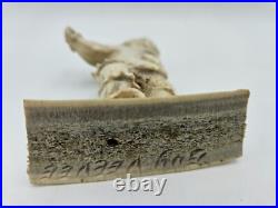Hand-Carved Drumdancer by Guyasee Veevee Inuk (Inuit) Artist 1995 Whalebone