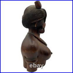 Hand Carved Hardwood Warrior Busts Male & Female Tribal Folk Art Pair READ Hand Carved Hardwood Warrior Busts Male & Female Tribal Folk Art Pair READ