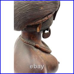 Hand Carved Hardwood Warrior Busts Male & Female Tribal Folk Art Pair READ Hand Carved Hardwood Warrior Busts Male & Female Tribal Folk Art Pair READ