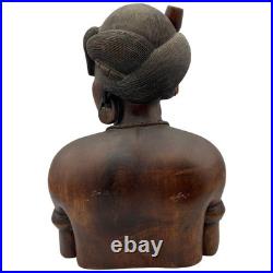 Hand Carved Hardwood Warrior Busts Male & Female Tribal Folk Art Pair READ Hand Carved Hardwood Warrior Busts Male & Female Tribal Folk Art Pair READ
