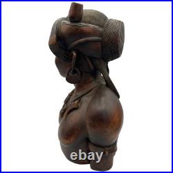 Hand Carved Hardwood Warrior Busts Male & Female Tribal Folk Art Pair READ Hand Carved Hardwood Warrior Busts Male & Female Tribal Folk Art Pair READ