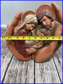 Hand Carved Holy Family Cedar Wall Sculpture, In God's Hands by Javier Ramirez