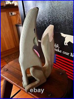 Hand Carved Howling Coyote Sculpture Signed Tripps'91 10.5 Tall 5.4 Deep 3 W