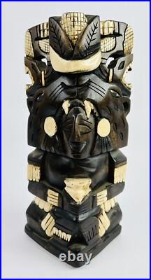 Hand Carved Mexican Wood Sculpture Warrior Emerging from Spirit Animal Inlay 11 Hand Carved Mexican Wood Sculpture Warrior Emerging from Spirit Animal Inlay 11
