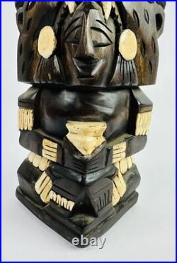 Hand Carved Mexican Wood Sculpture Warrior Emerging from Spirit Animal Inlay 11 Hand Carved Mexican Wood Sculpture Warrior Emerging from Spirit Animal Inlay 11
