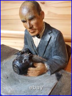 Hand Carved Original Wood Carl Hallsthammar Folk Art Figural Sculpture Rare