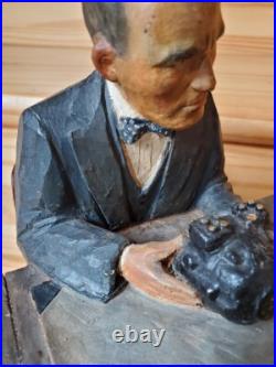 Hand Carved Original Wood Carl Hallsthammar Folk Art Figural Sculpture Rare