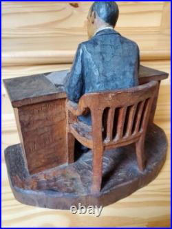 Hand Carved Original Wood Carl Hallsthammar Folk Art Figural Sculpture Rare
