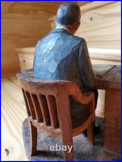 Hand Carved Original Wood Carl Hallsthammar Folk Art Figural Sculpture Rare