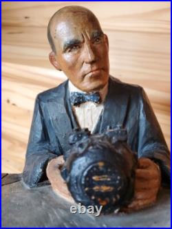 Hand Carved Original Wood Carl Hallsthammar Folk Art Figural Sculpture Rare