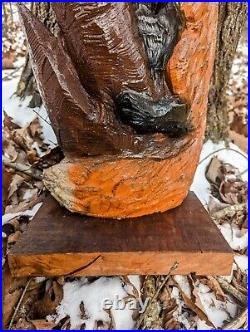 Hand Carved RED FOX Climbing Wall Art Display Wood Carving cabin decor chainsaw