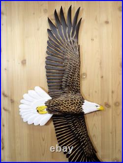 Hand Carved SOARING BALD EAGLE Wall Art Wood Carving Raptor sculpture chainsaw Hand Carved SOARING BALD EAGLE Wall Art Wood Carving Raptor sculpture chainsaw