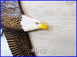Hand Carved SOARING BALD EAGLE Wall Art Wood Carving Raptor sculpture chainsaw Hand Carved SOARING BALD EAGLE Wall Art Wood Carving Raptor sculpture chainsaw