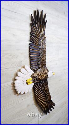 Hand Carved SOARING BALD EAGLE Wall Art Wood Carving Raptor sculpture chainsaw Hand Carved SOARING BALD EAGLE Wall Art Wood Carving Raptor sculpture chainsaw