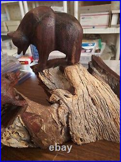 Hand Carved Seri Indian Bear Iron Wood. One of a Kind. Show Room Quality