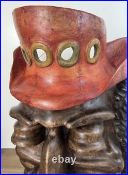 Hand Carved & Signed Large Wooden Bearded Man 19 Wall Art Steampunk Nautical
