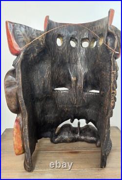 Hand Carved & Signed Large Wooden Bearded Man 19 Wall Art Steampunk Nautical