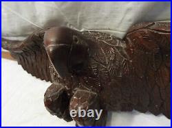 Hand Carved Signed Wooden Bald Flying Eagle Sculpture Wood Carving Harrington