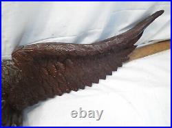 Hand Carved Signed Wooden Bald Flying Eagle Sculpture Wood Carving Harrington