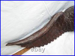 Hand Carved Signed Wooden Bald Flying Eagle Sculpture Wood Carving Harrington