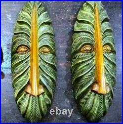 Hand Carved Sri Lankan Wooden Mask 15 Kaduru Wood Nature Wall Art