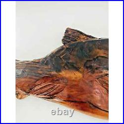 Hand Carved TROUT Large Wall Art Salmon Chainsaw Wood Carving Steve Backus