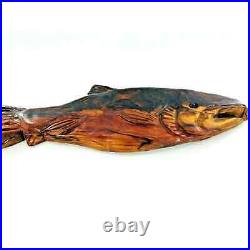 Hand Carved TROUT Large Wall Art Salmon Chainsaw Wood Carving Steve Backus