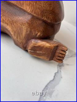 Hand Carved Teak Sawasdee Music Lady Statue, Thailand, Rare Vintage Asian Decor