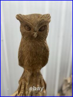 Hand Carved Teak Wood Owl Sculpture Statue Figurine Decor 32 Tall