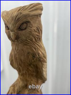 Hand Carved Teak Wood Owl Sculpture Statue Figurine Decor 32 Tall