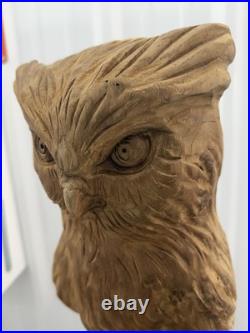 Hand Carved Teak Wood Owl Sculpture Statue Figurine Decor 32 Tall