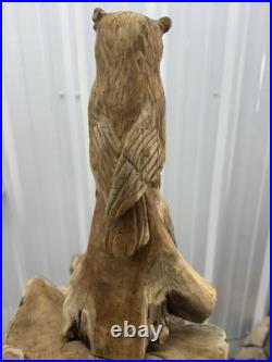 Hand Carved Teak Wood Owl Sculpture Statue Figurine Decor 32 Tall